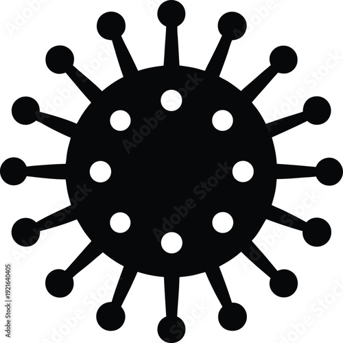 rabies virus silhouette vector art illustration, black and white design