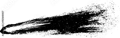 Dynamic comet ink illustration in high contrast black and white for minimalist design