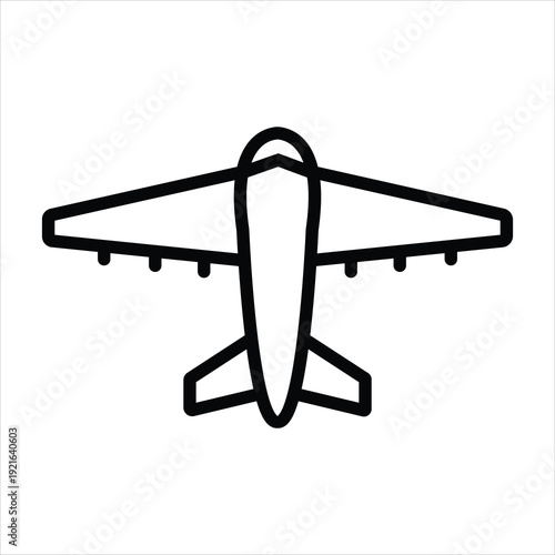 Modern airplane icon for air delivery business logo, top view, clean design.