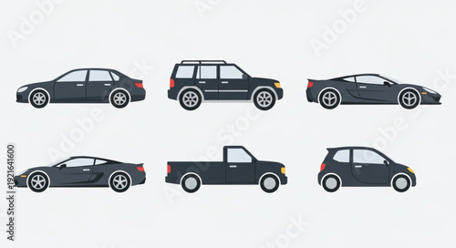 Collection of diverse car types shown in profile view.