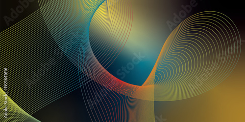 Vivid azure and magenta abstract glowing shapes with LightSalmon grainy gradient on dark noisy textured background for banner, header, and poster design