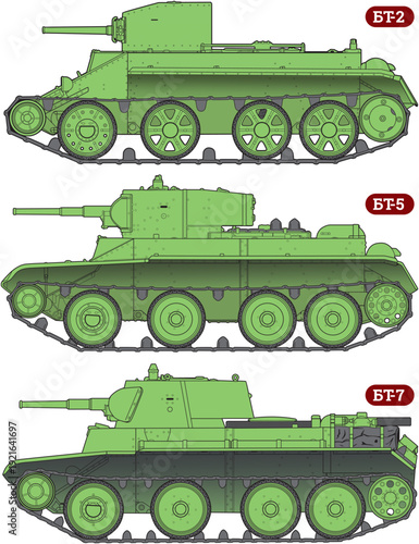 soviet_bt_tank_series_side_view_set_vector.eps