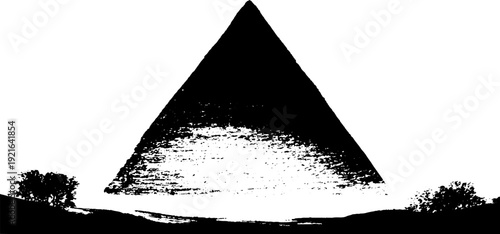 Alchemy symbol with high contrast ink design - black and white triangle illustration