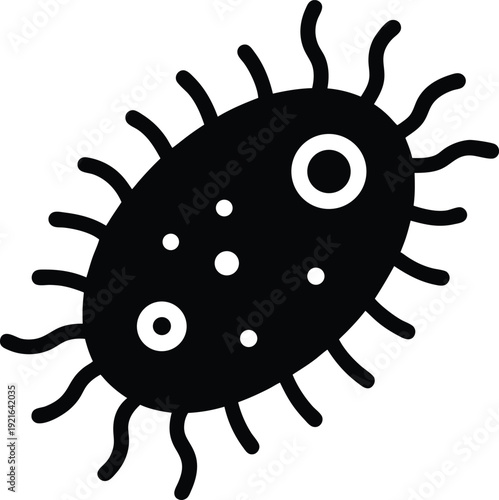 vibrio bacteria silhouette vector art illustration, black and white design