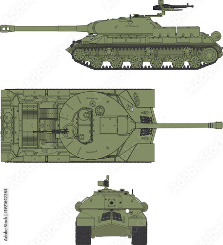 soviet_heavy_tank_is3_multi_view_vector.eps