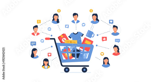 Digital Marketing & E-commerce Strategy with Customer Network, Social Interactions, and Online Shopping Cart