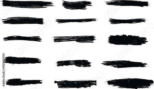 Collection of black brush strokes on white background