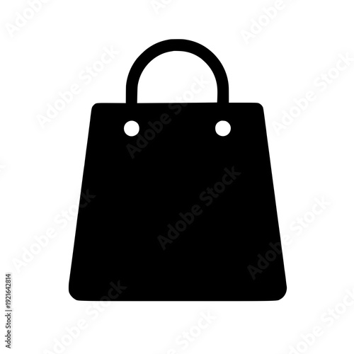 Simple black shopping bag icon with handles