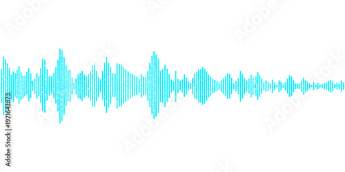 Vector illustration of a digital audio wave forming a heartbeat pulse heart, featuring a glowing blue medical EKG cardiogram equalizer graph for music technology and modern healthcare design