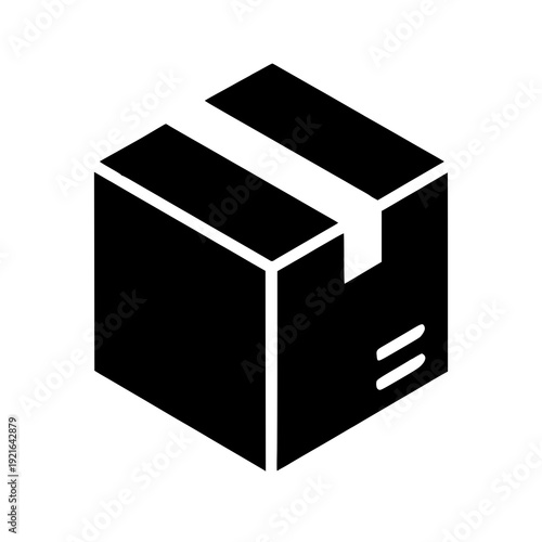 Abstract geometric icon depicting a box with a gear inside