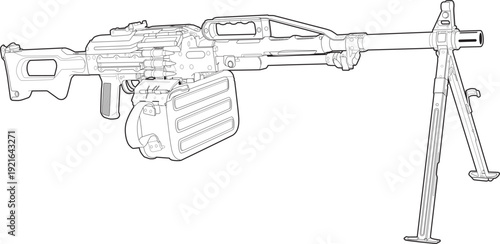 general_purpose_machine_gun_side_view_vector.eps