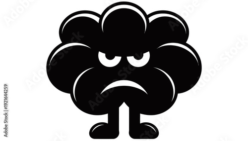 Sad fluffy cloud character with angry expression