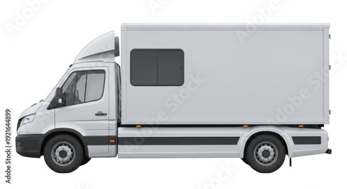 Wallpaper Mural A sleek white delivery truck parked on a neutral background for transport services. Torontodigital.ca