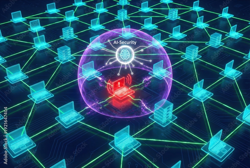 Fototapeta premium Endpoint detection system isolating compromised network devices