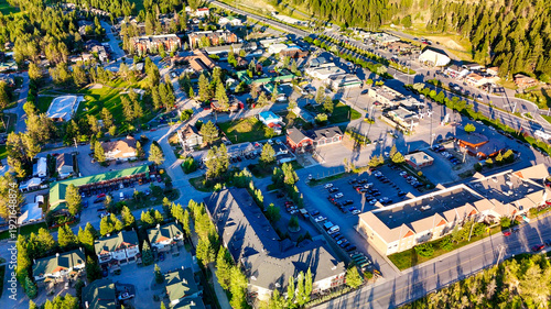 Canvas Print Aerial view of Radium Hot Springs, British Columbia