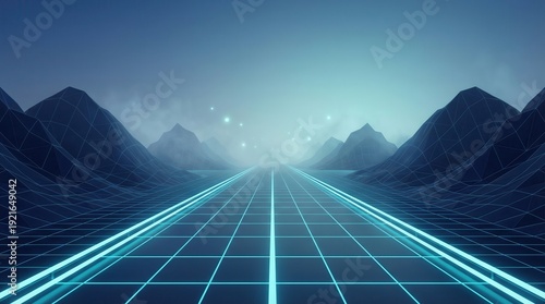 Digital Landscape Roadway with Volumetric Haze