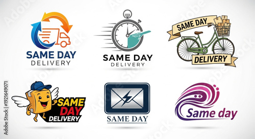 Collection of Same Day Delivery Service Logos and Icons.