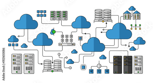 Information technology cloud server network infrastructure diagram