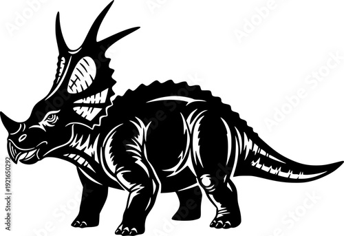 Bold styracosaurus rendition in a clean, expressive, minimalist
