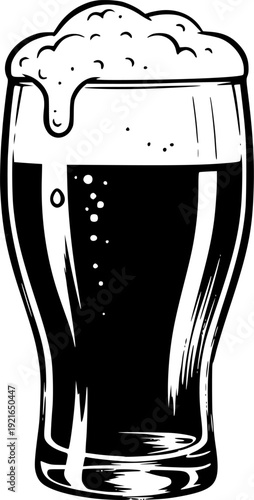 Minimalist Pale Ale Illustration with Sumi-e Brush Strokes and F
