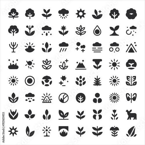 Mega Set of Nature Environment and Botanical Outline Icons