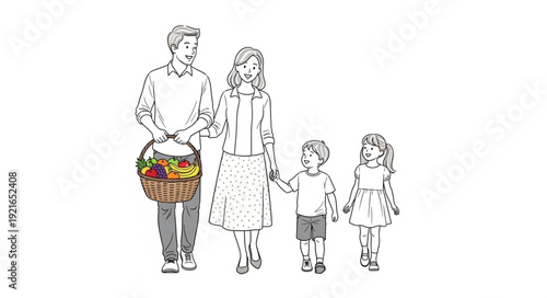 Family Walking Together Hand in Hand.