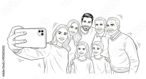 Family Taking Selfie Together.