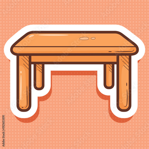 Cartoon Wooden Table Sticker Illustration Vector Art
