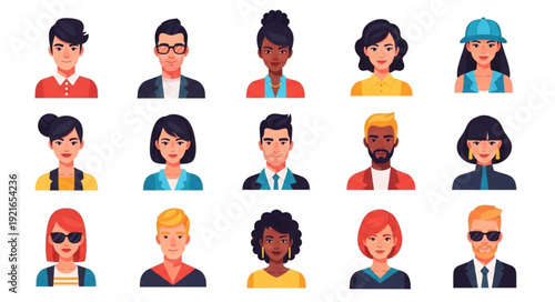 Diverse Group of People Avatars Representing Different Professions and Styles.
