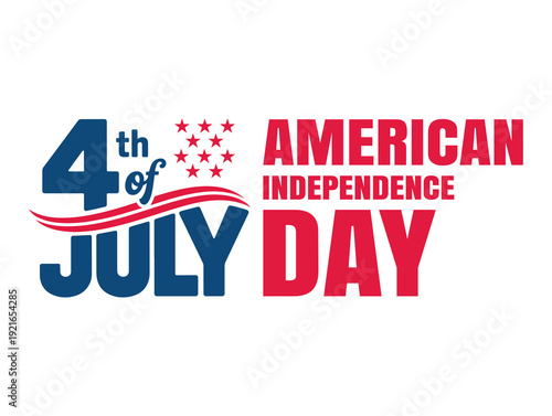 Bold 4th of July American Independence Day Typography Design in Red and Blue