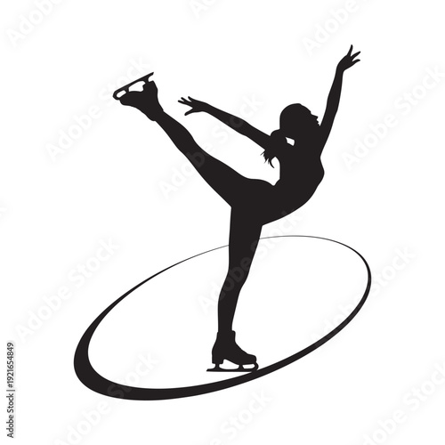 Silhouette of a figure skater performing a dynamic graceful pose