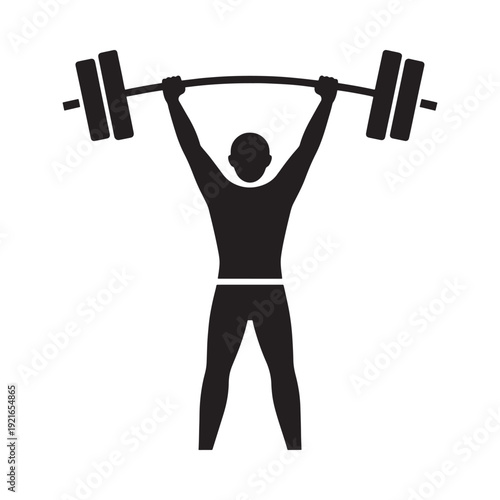 Silhouette of a weightlifter successfully completing an overhead press