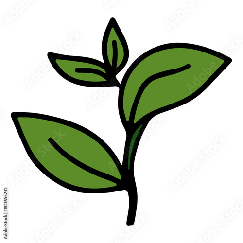 Green leaf sprout vector illustration. Eco-friendly symbol of spring, new life and beginnings. Laurel leaf icon