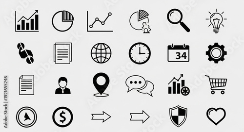 Collection of Business and Finance Icons for Digital Use.