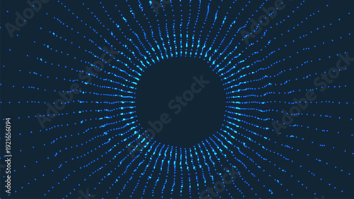 Abstract digital plexus tunnel formed by glowing dots connected with lines, creating a futuristic network hole. Concept of big data, artificial intelligence, neural networks,technology background