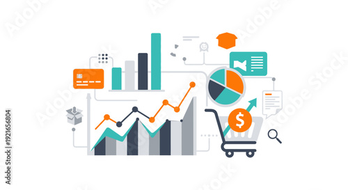 E-commerce Business Analytics Dashboard with Sales Growth and Online Shopping Concepts