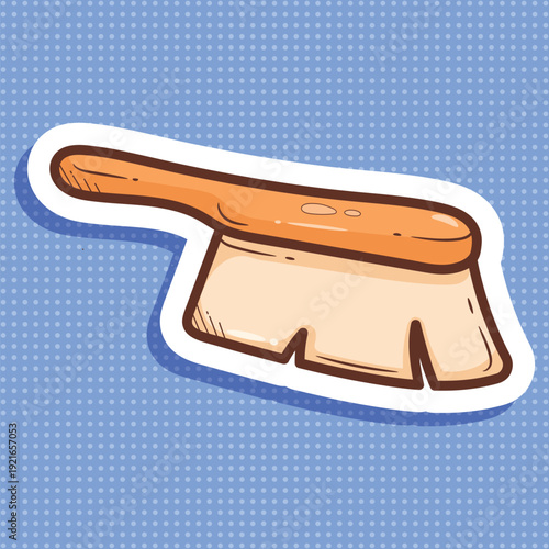 Cartoon Cleaning Brush Sticker Vector Art