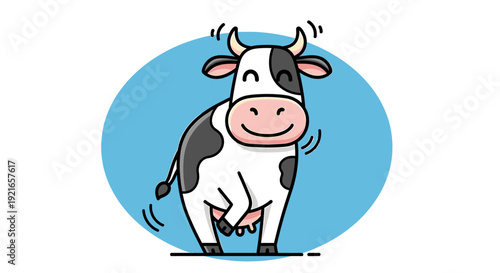 Cute cartoon cow head peeking with a wink