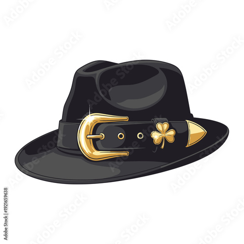Black hat with gold buckle.