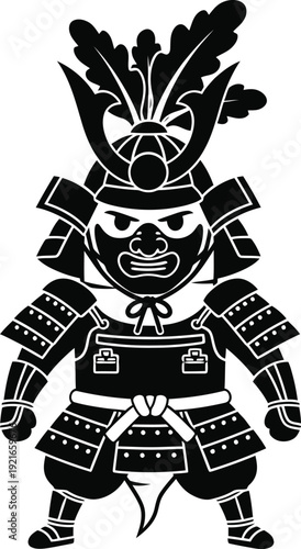 Fierce samurai warrior in traditional armor with intense expression