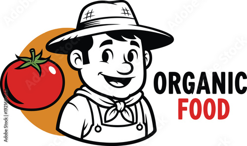 Smiling farmer holding organic tomato promoting healthy eating and sustainable living