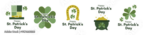 St. Patrick's Day logo set. Modern minimalistic design collection.
