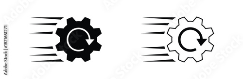 High speed system update icon vector. Symbol for fast software processing, rapid engineering configuration, technical workflow optimization, and quick gear rotation. Vector Illustration.