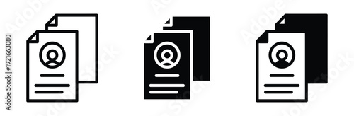 User profile document icon vector. Symbol for resume curriculum vitae, employee records, hiring recruitment, and personal identity file. Vector Illustration.
