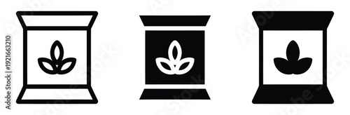 Seed bag icon vector. Symbol for agricultural grain sack, garden planting supply, organic fertilizer, and farm harvest storage. Vector Illustration.