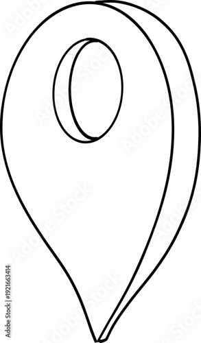 Doodle Location Pin. Navigation Marker, Pinpoint or Tag. GPS Map navigation mark 