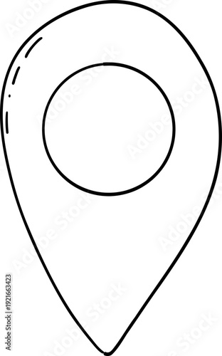Doodle Location Pin. Navigation Marker, Pinpoint or Tag. GPS Map navigation mark 
