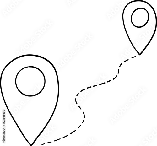 Doodle Location Pin. Navigation Marker, Pinpoint or Tag. GPS Map navigation mark 