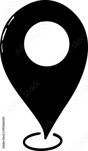 Doodle Location Pin. Navigation Marker, Pinpoint or Tag. GPS Map navigation mark 
