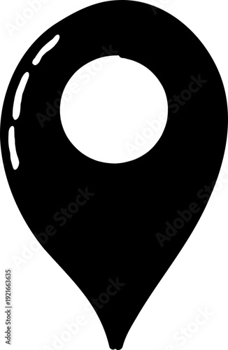 Doodle Location Pin. Navigation Marker, Pinpoint or Tag. GPS Map navigation mark 